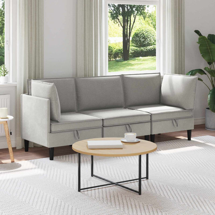 Set de mobilier pentru living 3 pcs Gri deschis Țesătură - WALTI WALTI