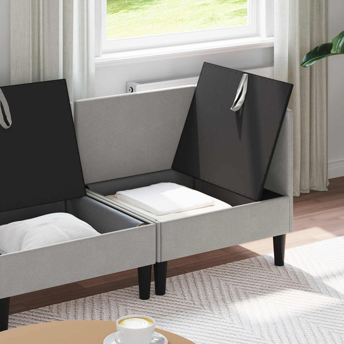 Set de mobilier pentru living 3 pcs Gri deschis Țesătură - WALTI WALTI