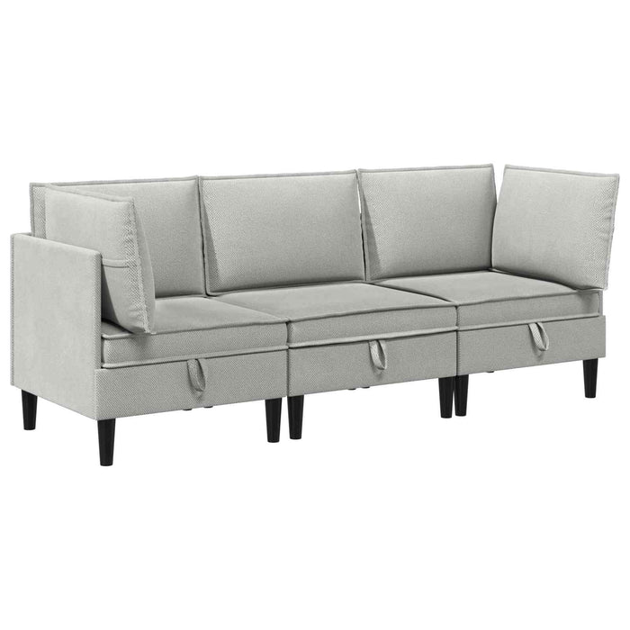 Set de mobilier pentru living 3 pcs Gri deschis Țesătură - WALTI WALTI
