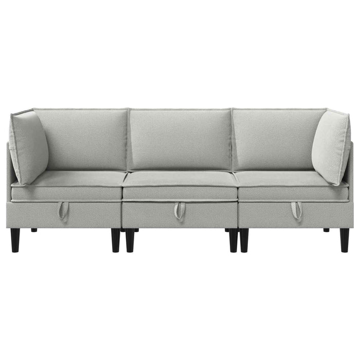Set de mobilier pentru living 3 pcs Gri deschis Țesătură - WALTI WALTI