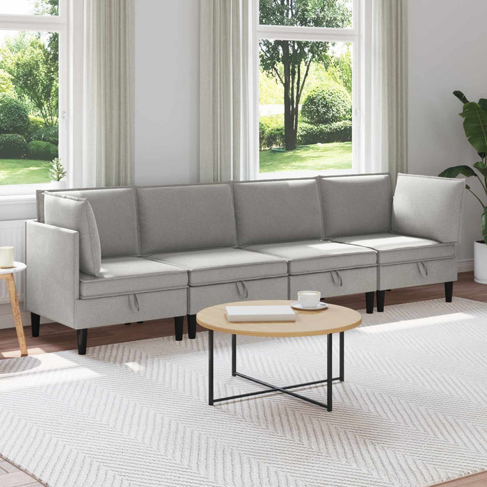 Set de mobilier pentru living 4 pcs Gri deschis Țesătură - WALTI WALTI