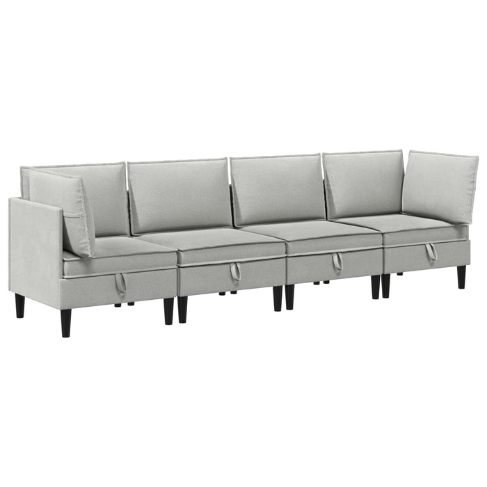 Set de mobilier pentru living 4 pcs Gri deschis Țesătură - WALTI WALTI