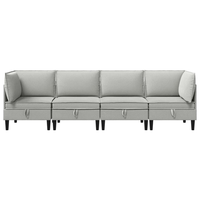Set de mobilier pentru living 4 pcs Gri deschis Țesătură - WALTI WALTI