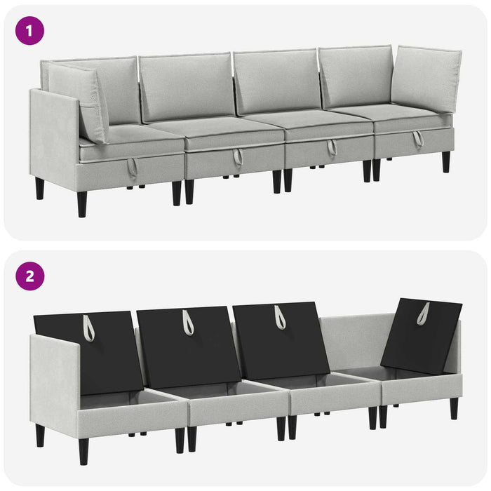 Set de mobilier pentru living 4 pcs Gri deschis Țesătură - WALTI WALTI