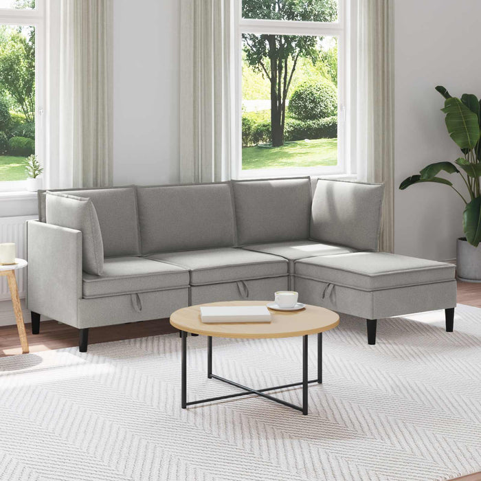 Set de mobilier pentru living 4 pcs Gri deschis Țesătură - WALTI WALTI