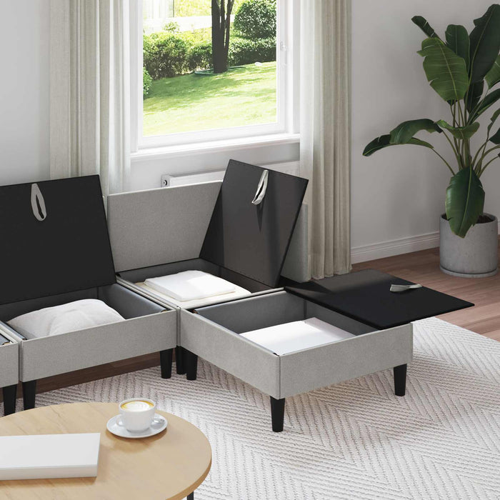 Set de mobilier pentru living 4 pcs Gri deschis Țesătură - WALTI WALTI