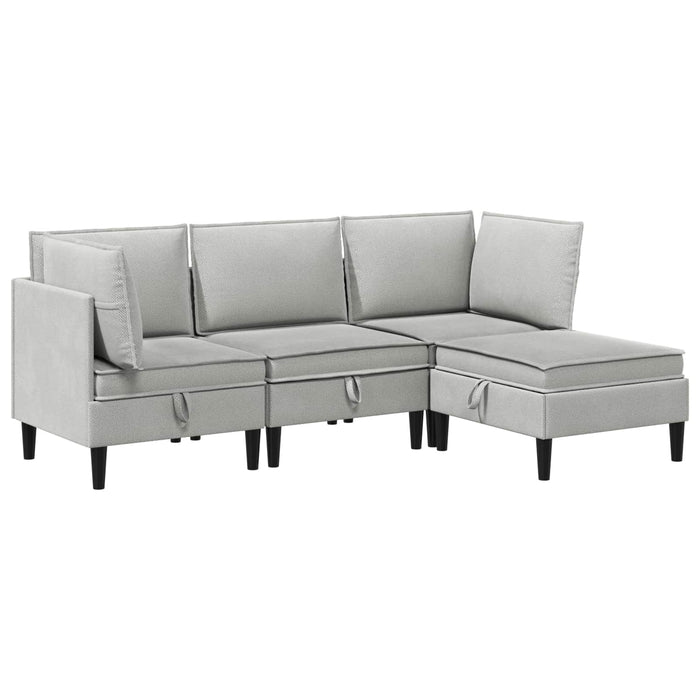 Set de mobilier pentru living 4 pcs Gri deschis Țesătură - WALTI WALTI