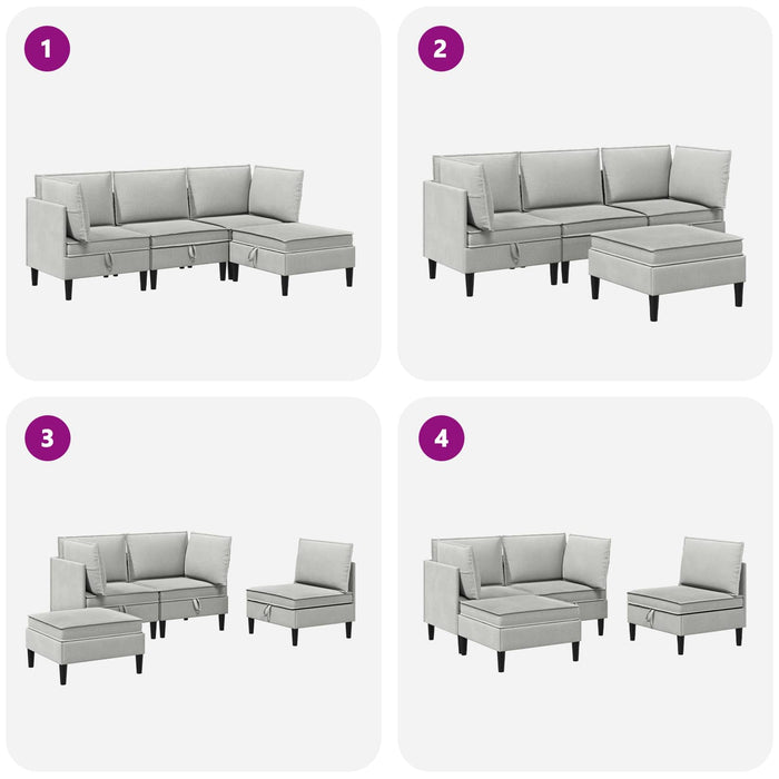 Set de mobilier pentru living 4 pcs Gri deschis Țesătură - WALTI WALTI