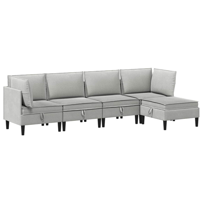 Set de mobilier pentru living 5 pcs Gri deschis Țesătură - WALTI WALTI