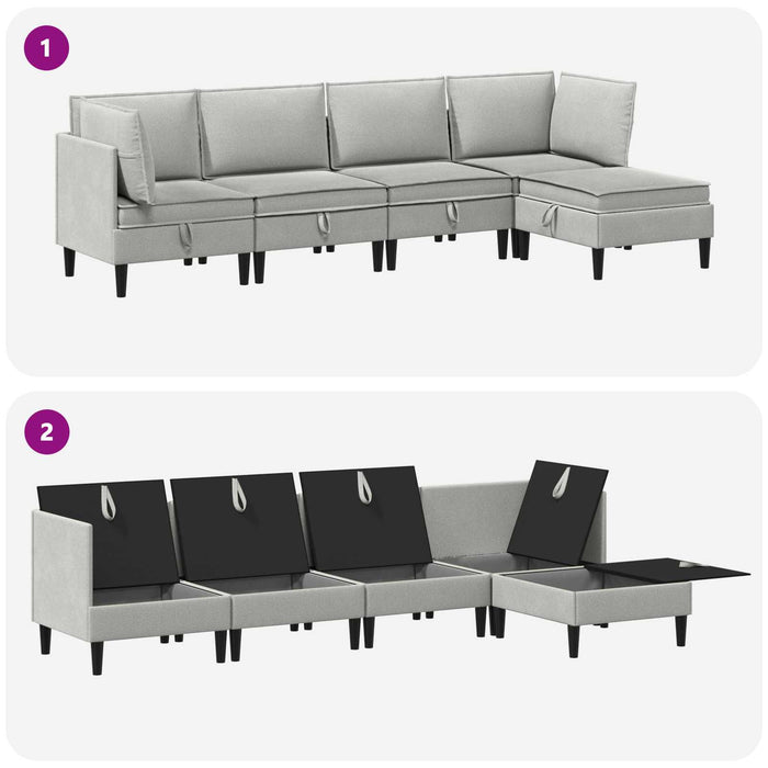Set de mobilier pentru living 5 pcs Gri deschis Țesătură - WALTI WALTI
