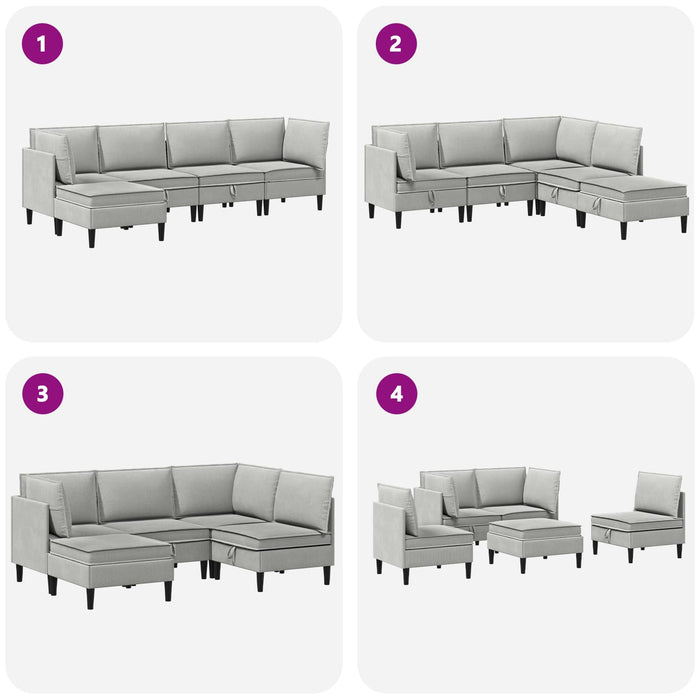 Set de mobilier pentru living 5 pcs Gri deschis Țesătură - WALTI WALTI