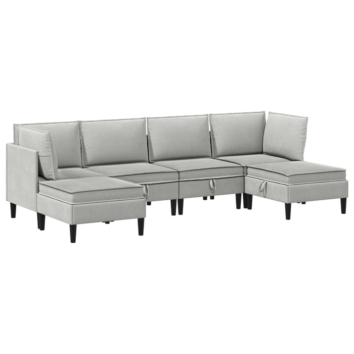 Set de mobilier pentru living 6 pcs Gri deschis Țesătură - WALTI WALTI