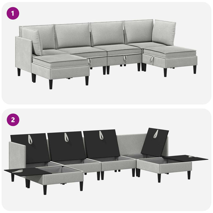 Set de mobilier pentru living 6 pcs Gri deschis Țesătură - WALTI WALTI