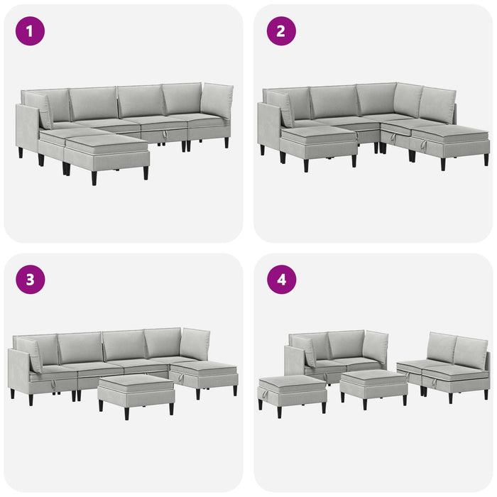 Set de mobilier pentru living 6 pcs Gri deschis Țesătură - WALTI WALTI