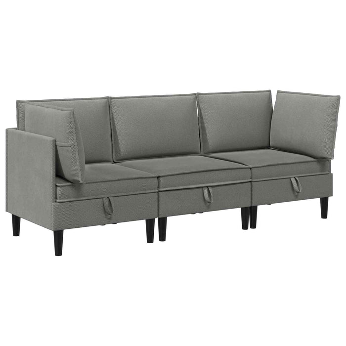 Set de mobilier pentru living 3 pcs Gri închis Țesătură - WALTI WALTI