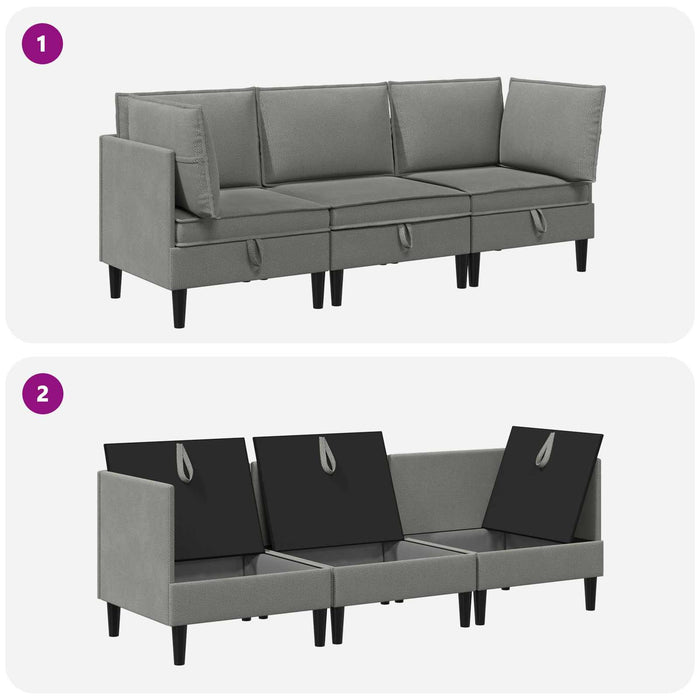 Set de mobilier pentru living 3 pcs Gri închis Țesătură - WALTI WALTI