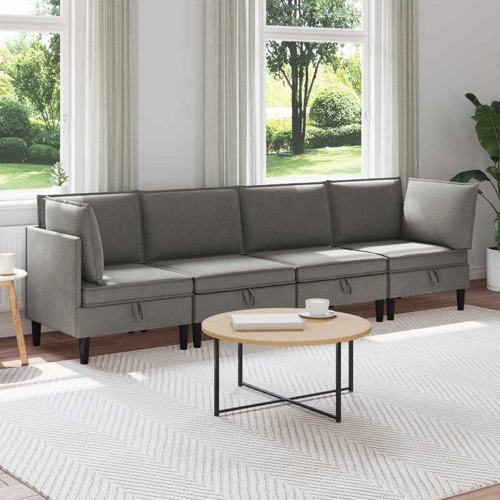 Set de mobilier pentru living 4 pcs Gri închis Țesătură - WALTI WALTI