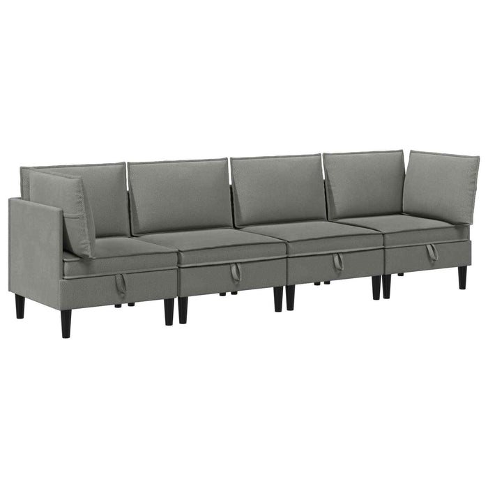 Set de mobilier pentru living 4 pcs Gri închis Țesătură - WALTI WALTI