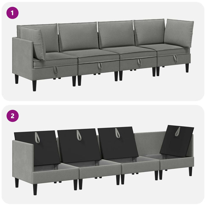 Set de mobilier pentru living 4 pcs Gri închis Țesătură - WALTI WALTI