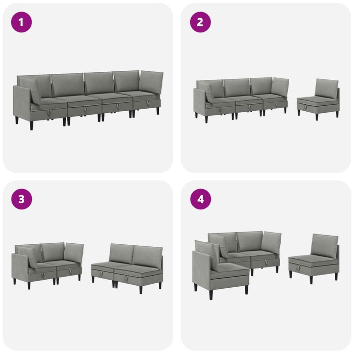 Set de mobilier pentru living 4 pcs Gri închis Țesătură - WALTI WALTI