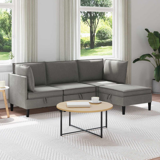 Set de mobilier pentru living 4 pcs Gri închis Țesătură - WALTI WALTI