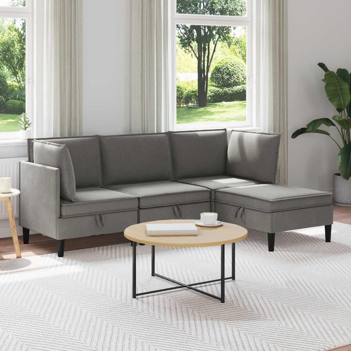 Set de mobilier pentru living 4 pcs Gri închis Țesătură - WALTI WALTI
