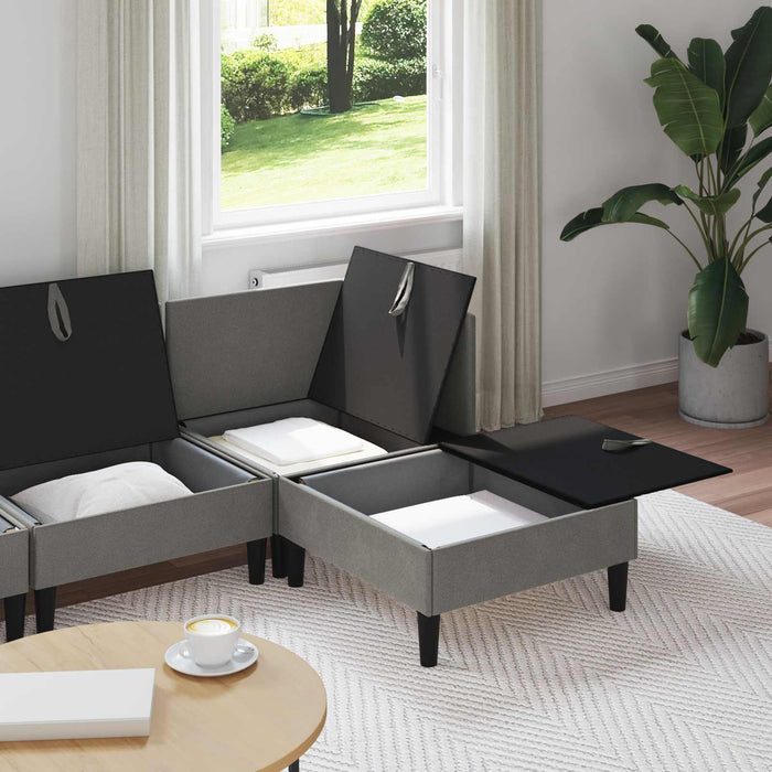 Set de mobilier pentru living 4 pcs Gri închis Țesătură - WALTI WALTI