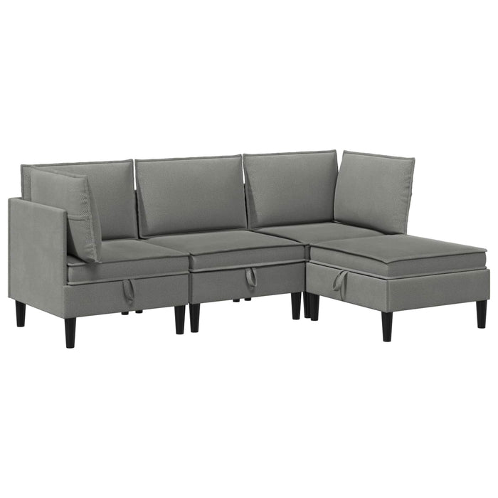 Set de mobilier pentru living 4 pcs Gri închis Țesătură - WALTI WALTI