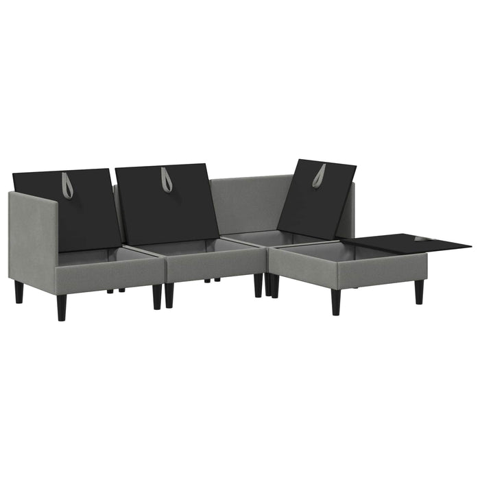 Set de mobilier pentru living 4 pcs Gri închis Țesătură - WALTI WALTI