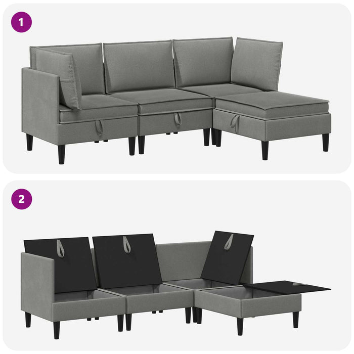 Set de mobilier pentru living 4 pcs Gri închis Țesătură - WALTI WALTI