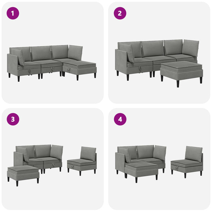 Set de mobilier pentru living 4 pcs Gri închis Țesătură - WALTI WALTI