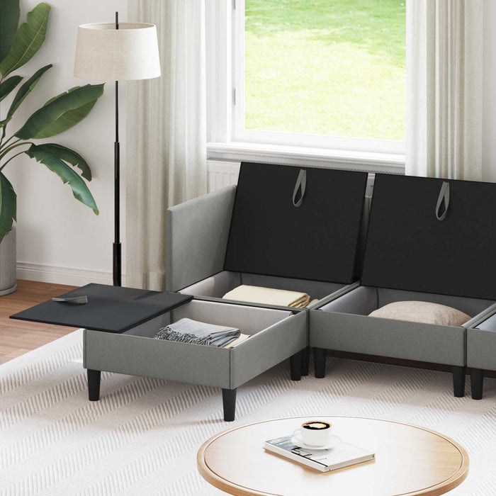 Set de mobilier pentru living 5 pcs Gri închis Țesătură - WALTI WALTI
