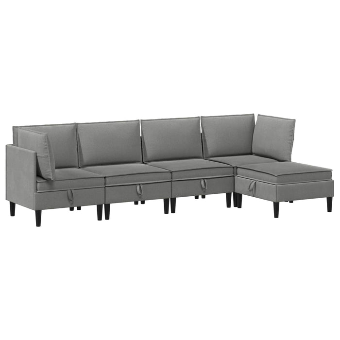 Set de mobilier pentru living 5 pcs Gri închis Țesătură - WALTI WALTI