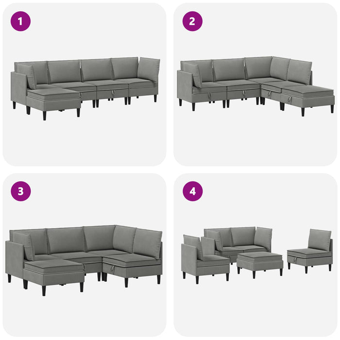 Set de mobilier pentru living 5 pcs Gri închis Țesătură - WALTI WALTI