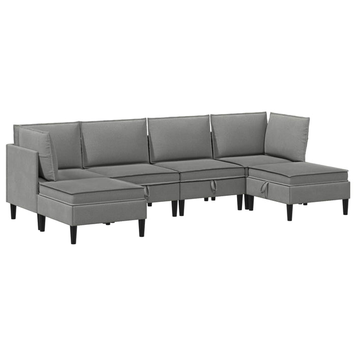 Set de mobilier pentru living 6 pcs Gri închis Țesătură - WALTI WALTI