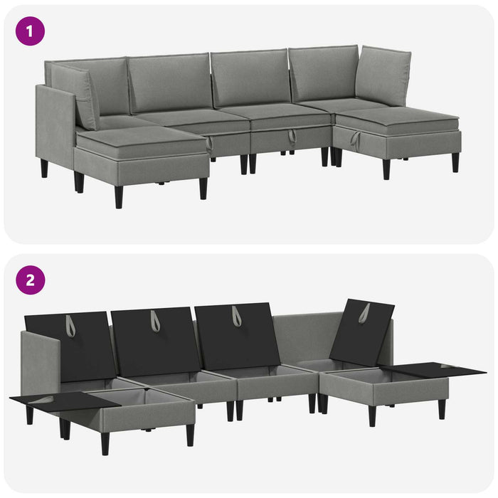 Set de mobilier pentru living 6 pcs Gri închis Țesătură - WALTI WALTI