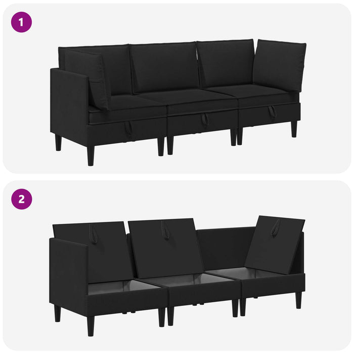 Set de mobilier pentru living 3 pcs Negru Țesătură - WALTI WALTI