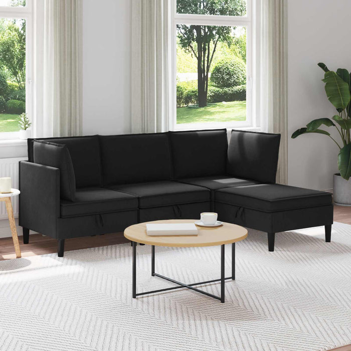 Set de mobilier pentru living 4 pcs Negru Țesătură - WALTI WALTI