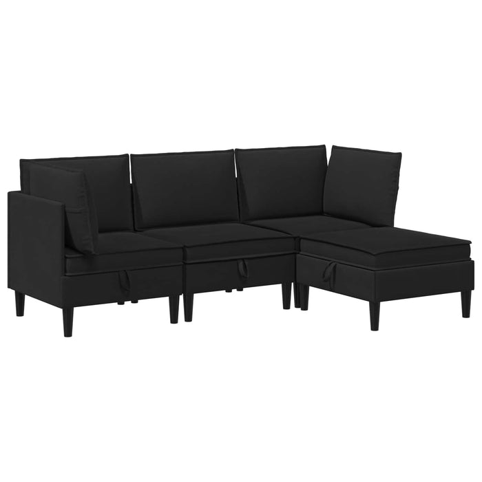 Set de mobilier pentru living 4 pcs Negru Țesătură - WALTI WALTI