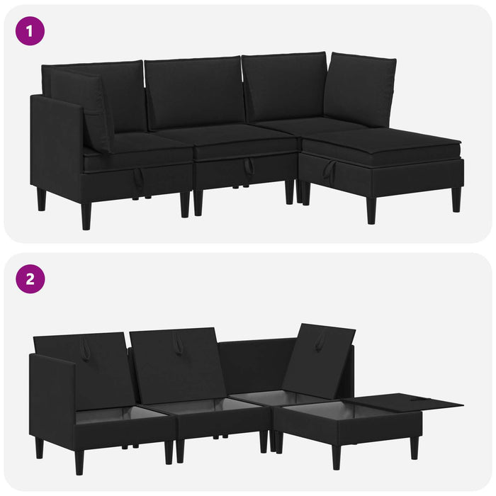 Set de mobilier pentru living 4 pcs Negru Țesătură - WALTI WALTI