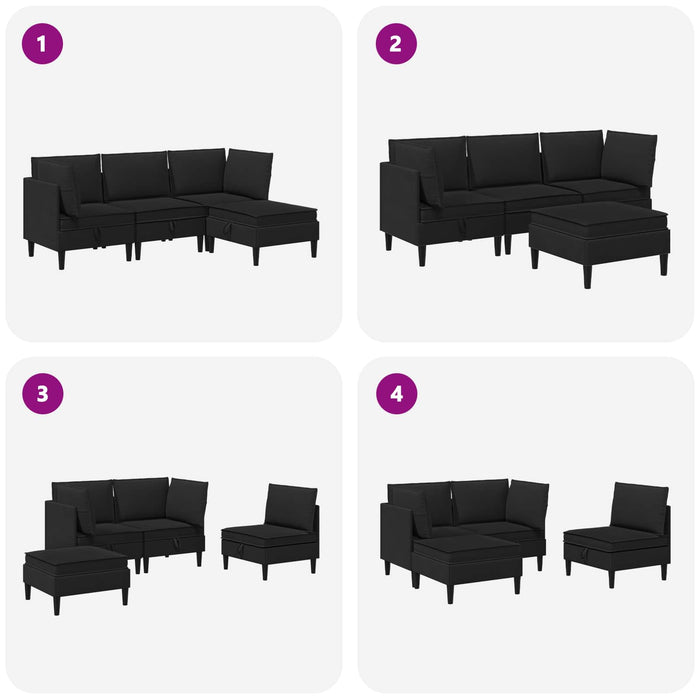 Set de mobilier pentru living 4 pcs Negru Țesătură - WALTI WALTI