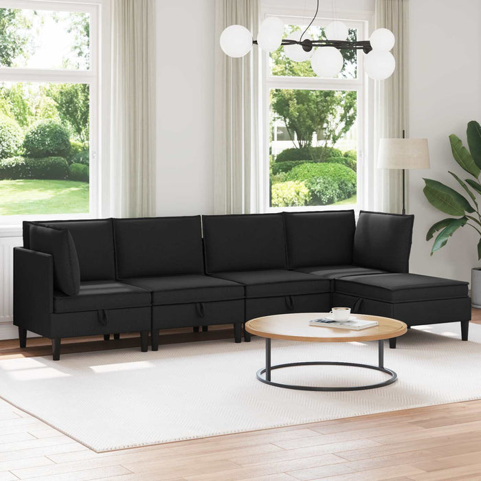 Set de mobilier pentru living 5 pcs Negru Țesătură - WALTI WALTI