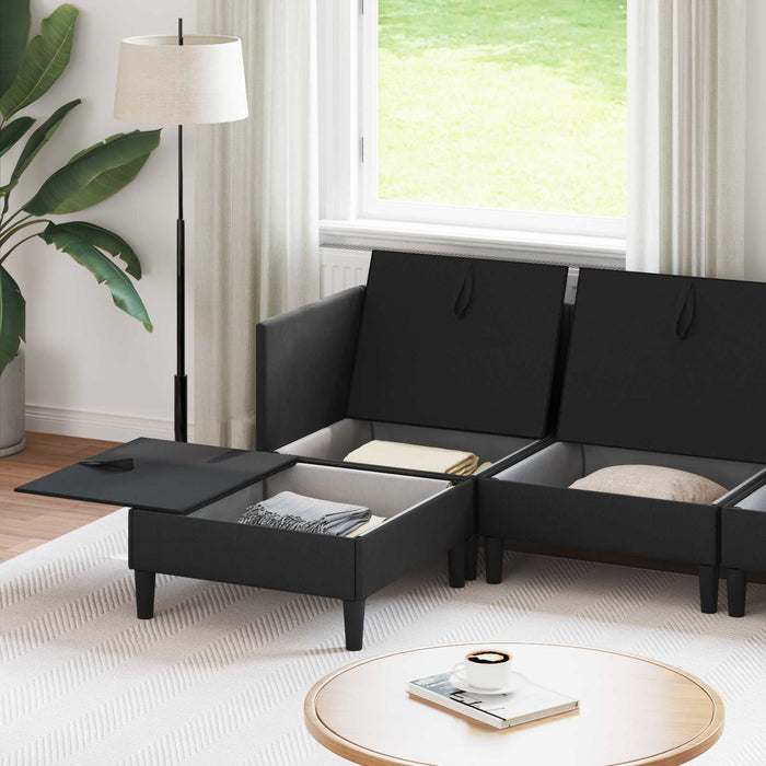 Set de mobilier pentru living 5 pcs Negru Țesătură - WALTI WALTI