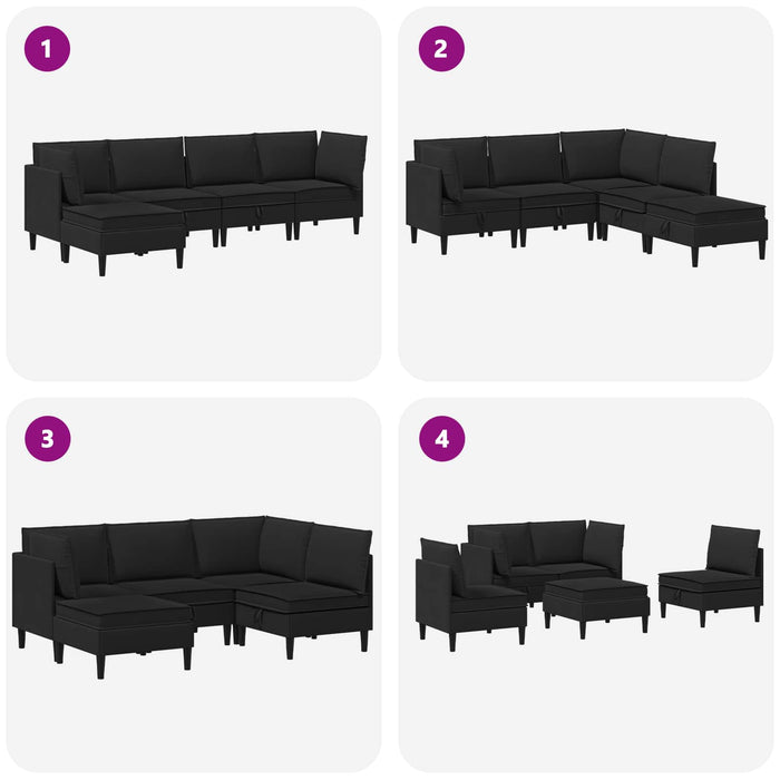 Set de mobilier pentru living 5 pcs Negru Țesătură - WALTI WALTI