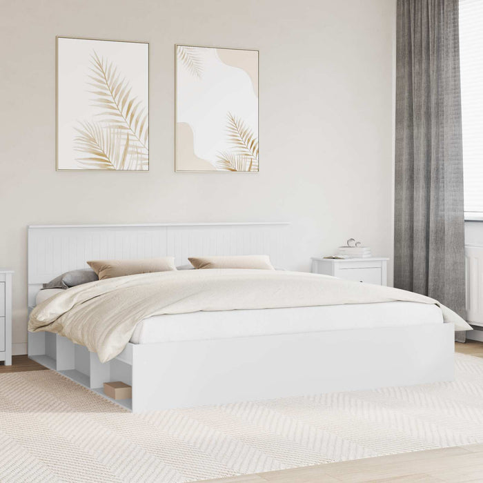 Cadru de pat cu headboard Alb 200 x 200 cm Lemn de pin masiv - WALTI WALTI