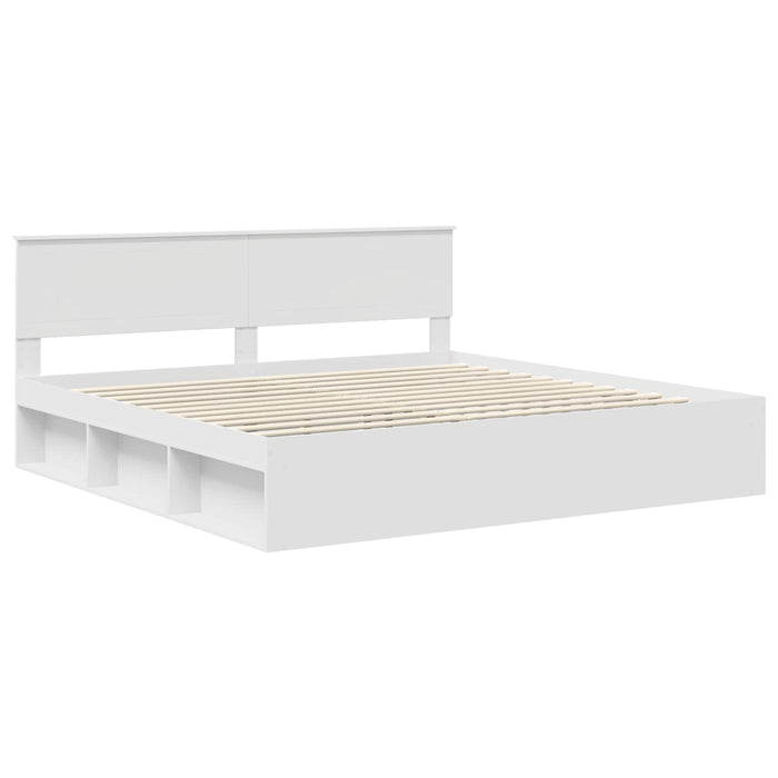 Cadru de pat cu headboard Alb 200 x 200 cm Lemn de pin masiv - WALTI WALTI