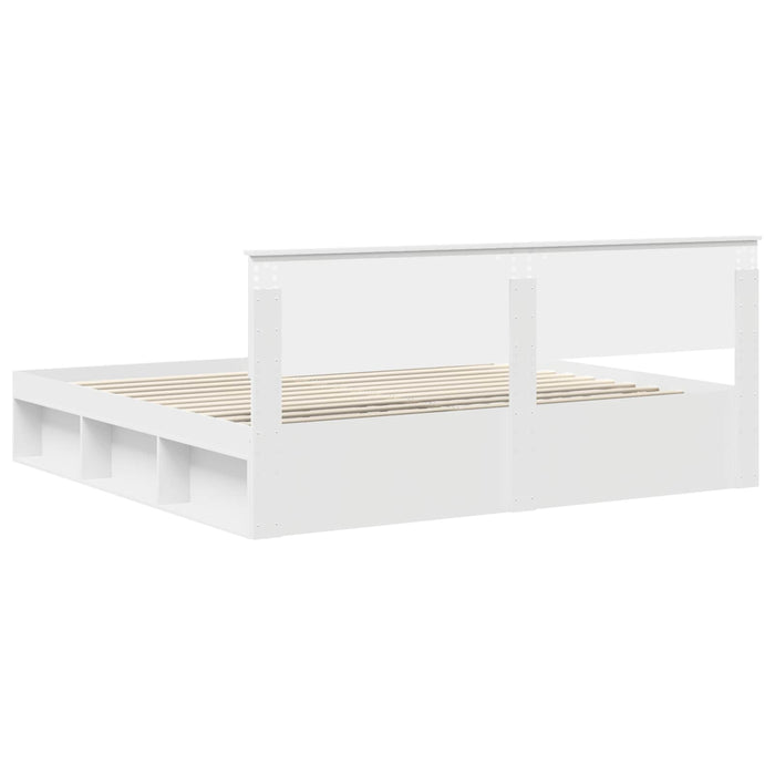 Cadru de pat cu headboard Alb 200 x 200 cm Lemn de pin masiv - WALTI WALTI