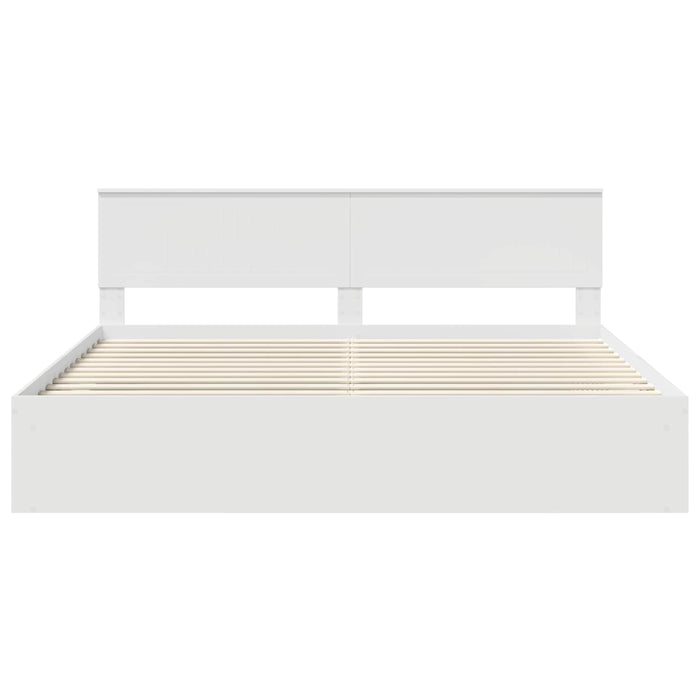 Cadru de pat cu headboard Alb 200 x 200 cm Lemn de pin masiv - WALTI WALTI