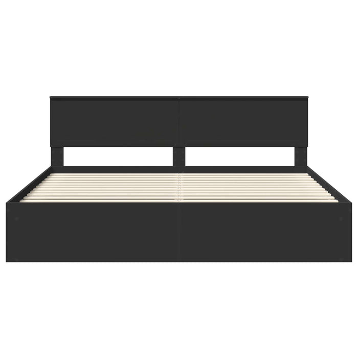 Cadru de pat cu headboard Negru 200 x 200 cm Lemn de pin masiv - WALTI WALTI