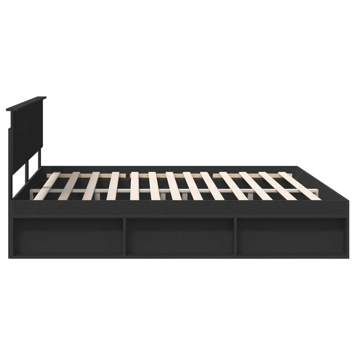 Cadru de pat cu headboard Negru 200 x 200 cm Lemn de pin masiv - WALTI WALTI